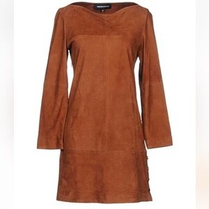 Vanessa Seward caramel lambskin dress